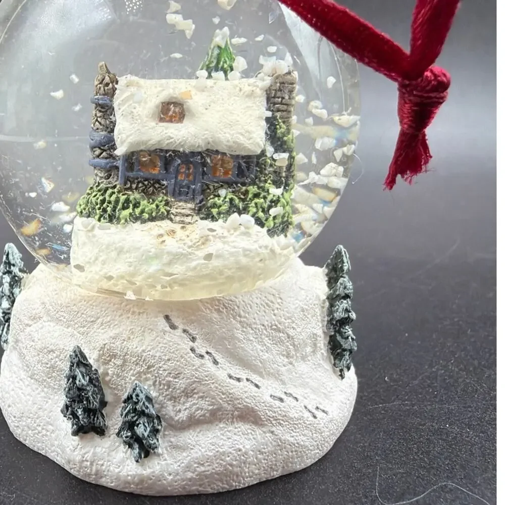 Thomas Kinkade Stonehearth Hutch 1999 Mini Snow Globe Christmas Ornament 3”
